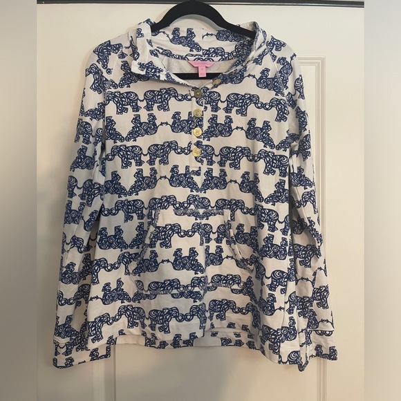 Lilly Pulitzer Jackets & Blazers - Lilly‎ Pulitzer Check Your Trunk Captain Popover Navy/White Women Medium Preppy